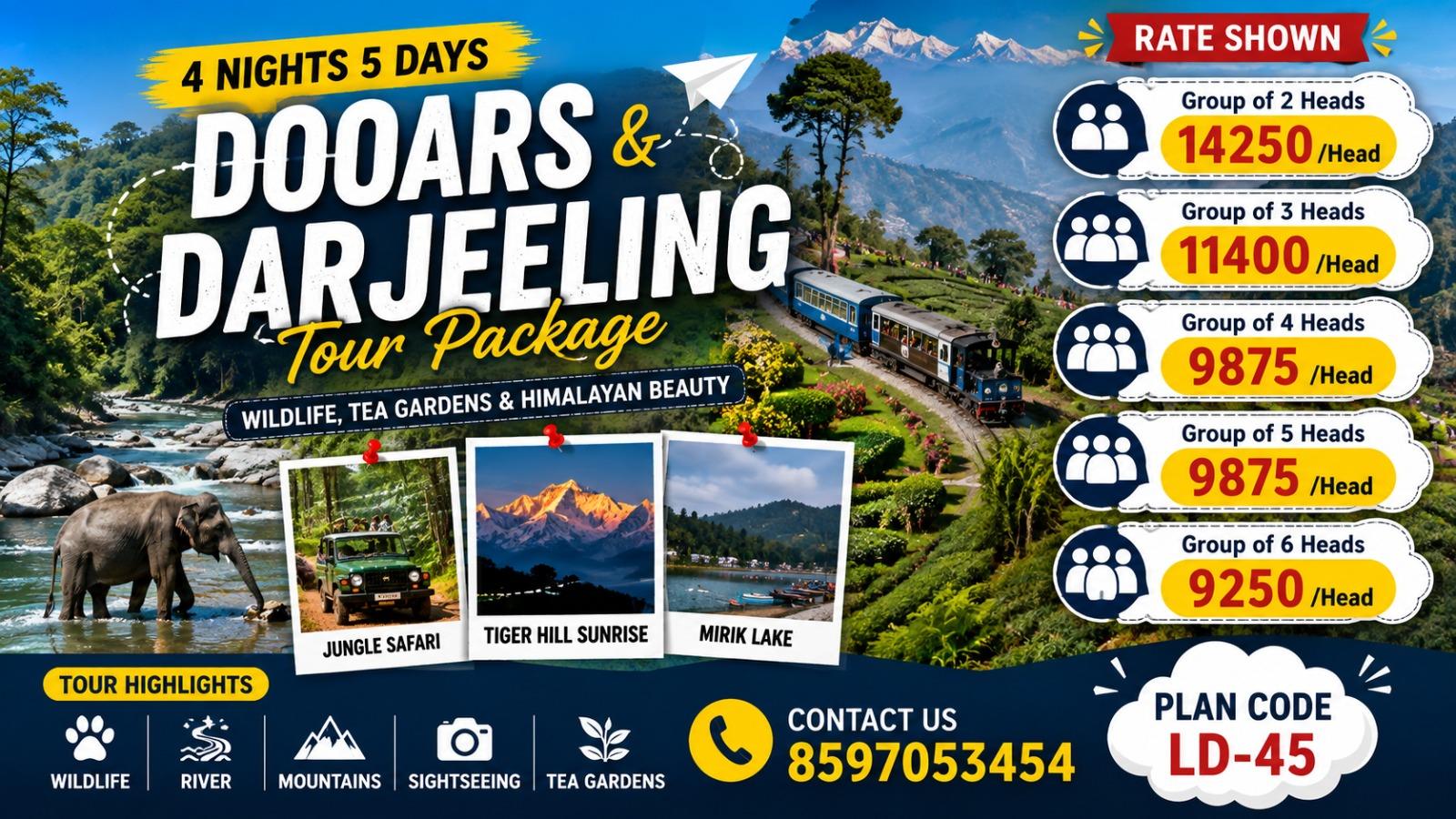 4 Nights 5 Days Dooars Darjeeling Tour Package
